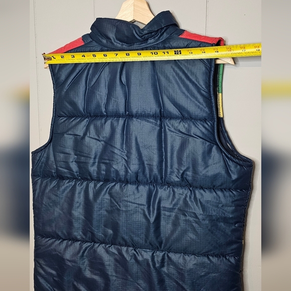 70s Vintage Troy Navy Color Block Puffer Vest, Womens Petite Large - Picture 9 of 11